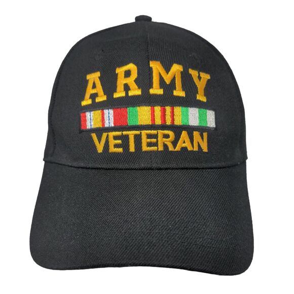 Army Veteran Strapback Hat Black 58cm Embroidered Adjustable Military - Picture 1 of 7